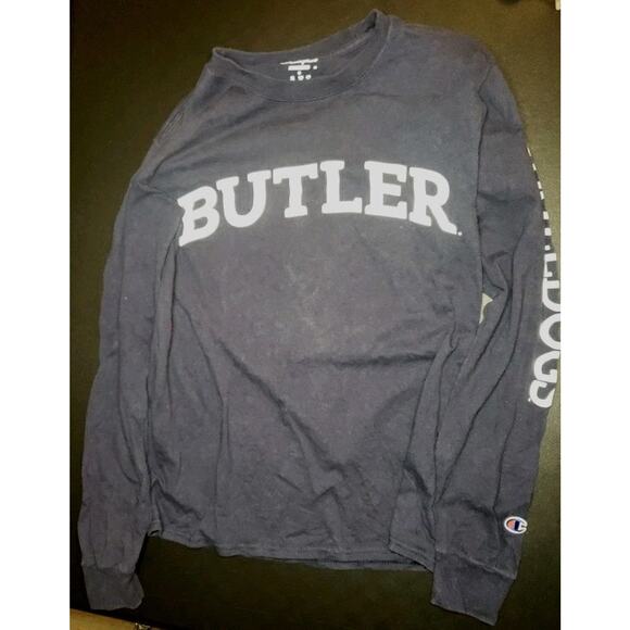 CHAMPION Mens Butler Graphic Top Long Sleeve Small Navy Blue Cotton AS03 - Picture 2 of 5